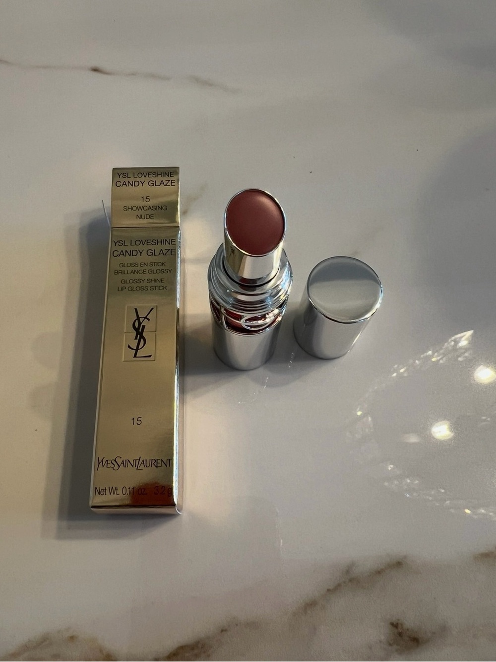 Yves Saint Laurent Loveshine Candy Glaze Lipstick - Showcasing Nude (15)